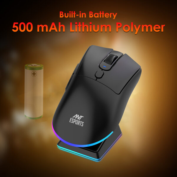 Ant Esports GM900 Pro 3 in1Rechargeable Wireless + BT + Wired 4800 DPI Black Gaming Mouse With Charging RGB Dock ( AEPP0198 ) - Image 4