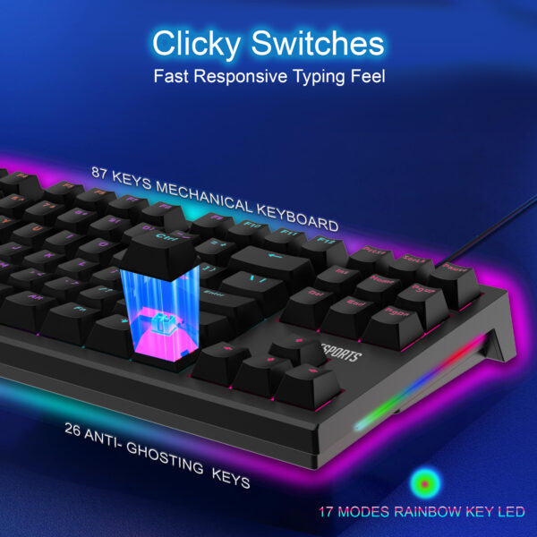 Ant Esports MK1800 TKL Mechanical Backlit Wired Black Gaming Keyboard With Blue Switches ( AEPP0224 ) - Image 5