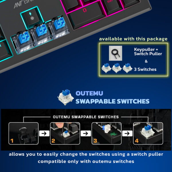 Ant Esports MK1850 Mechanical Blacklit Wired Black Gaming Keyboard With Blue Switches ( AEPP0225 ) - Image 4