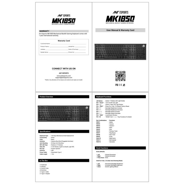 Ant Esports MK1850 Mechanical Blacklit Wired Black Gaming Keyboard With Blue Switches ( AEPP0225 ) - Image 9