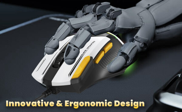 Ant Esports GM333 Wired Optical Ergonomic Design 12800 DPI Huano Switches With Rubber Coated Top Cover Black Yellow White Gaming Mouse ( AEPP0240 ) - Image 12