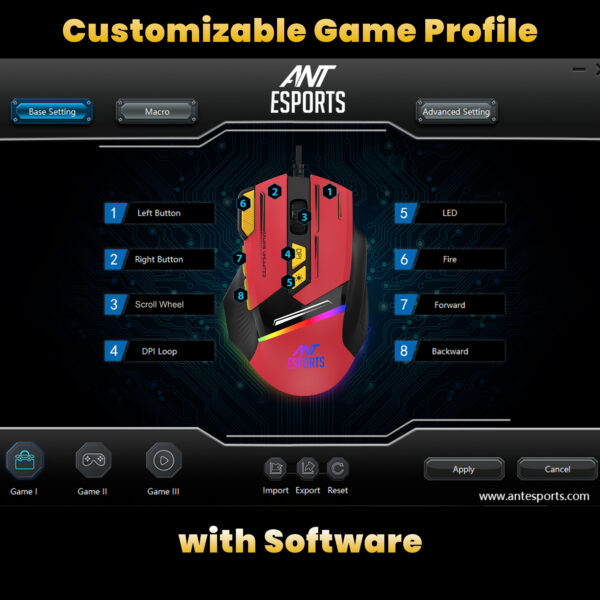 Ant Esports GM333 RGB Wired High End Optical Ergonomic Design 12800 DPI Black-Red Gaming Mouse ( AEPP0241 ) - Image 5