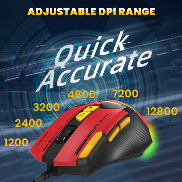 Ant Esports GM333 RGB Wired High End Optical Ergonomic Design 12800 DPI Black-Red Gaming Mouse ( AEPP0241 ) - Image 6