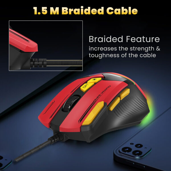 Ant Esports GM333 RGB Wired High End Optical Ergonomic Design 12800 DPI Black-Red Gaming Mouse ( AEPP0241 ) - Image 7