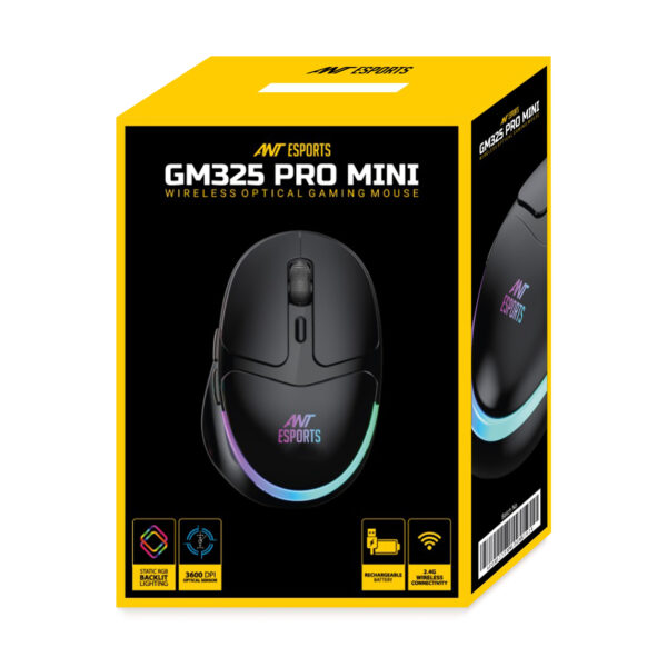 Ant Esports GM325 PRO Mini Wireless Static RGB 3600 DPI 5 Buttons Black Gaming Mouse ( AEPP0246 ) - Image 8