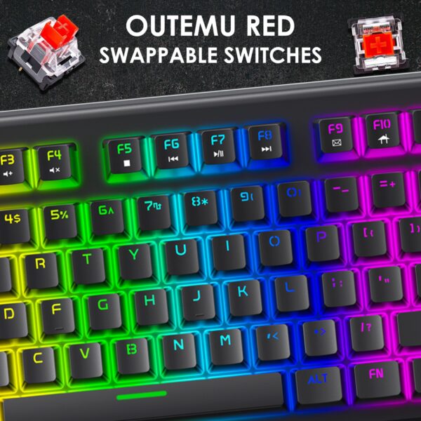 Ant Esports MK4000 RGB LED Backlit Aluminium Base Wired Black Mechanical Gaming Keyboard With Outemu Red Hot Swappable Switches ( AEPP0254 ) - Image 3