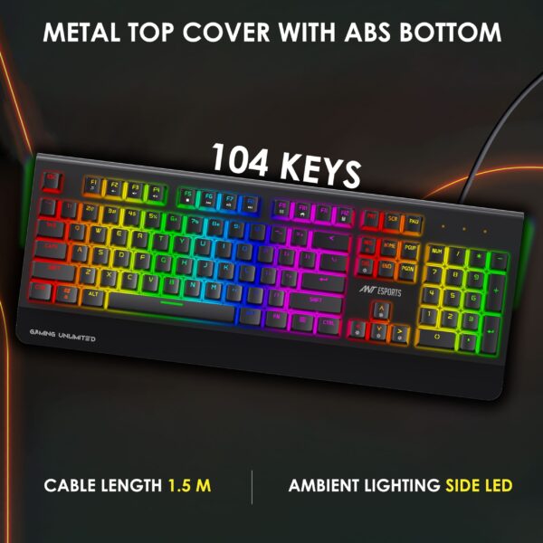 Ant Esports MK4000 RGB LED Backlit Aluminium Base Wired Black Mechanical Gaming Keyboard With Outemu Red Hot Swappable Switches ( AEPP0254 ) - Image 7