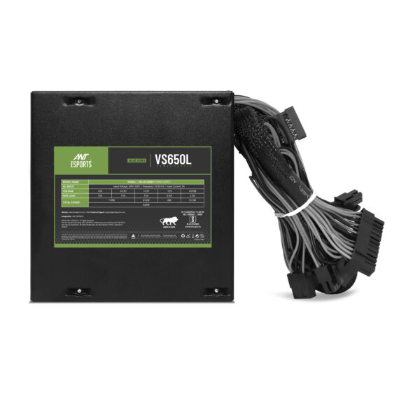 Ant Esports VS650L 650 Watts Non Modular Black Power Supply Unit With 120mm Silent Fan High Airflow Fan (AESP0324 ) - Image 4