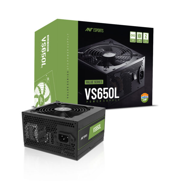 Ant Esports VS650L 650 Watts Non Modular Black Power Supply Unit With 120mm Silent Fan High Airflow Fan (AESP0324 ) - Image 2