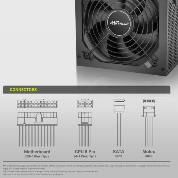 Ant Value ECO 500 500w ATX Power Supply Unit ( AVPS0002 ) - Image 6