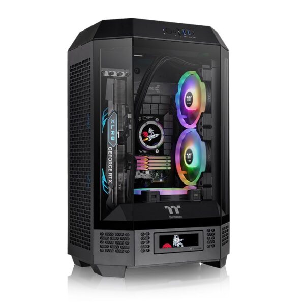 Thermaltake The Tower 300 Micro Tower Micro ATX 3mm Tempered Glass Black Chassis With Pre-installed Two CT140 PC Cooling Fans ( CA-1Y4-00S1WN-00 ) - Image 2