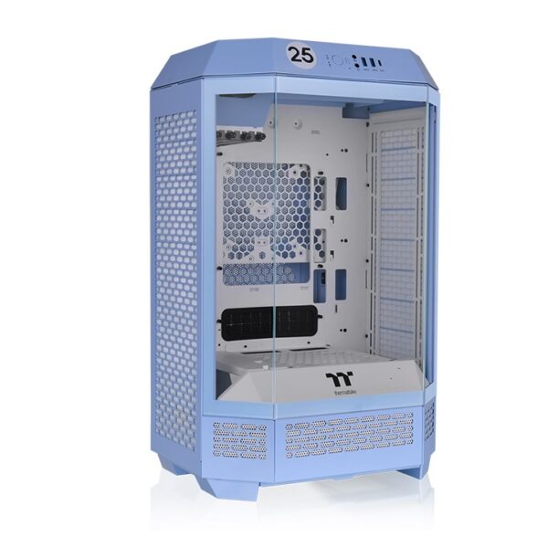 Thermaltake The Tower 300 Hydrangea Blue Micro Tower m-ATX 3mm Tempered Glass Chassis With Pre-installed Two CT140 White PC Cooling Fans ( CA-1Y4-00SFWN-00 ) - Image 3