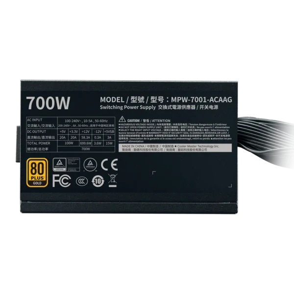 Cooler Master G700 Gold 700 Watt 80 Plus Gold Certified Non Modular Power Supply Unit ( MPW-7001-ACAAG-IN ) - Image 8