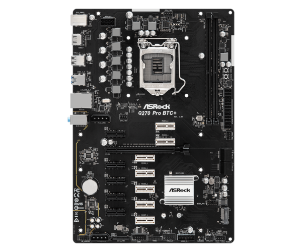 ASRock Q270 Pro BTC+ ATX Motherboard ( Intel Socket 1151, Supports 7th and 6th Generation Intel Core i7 / i5 / i3 / Pentium / Celeron CPU, 2 x DDR4 RAM Slots, Max 32GB RAM Support ) - Image 2