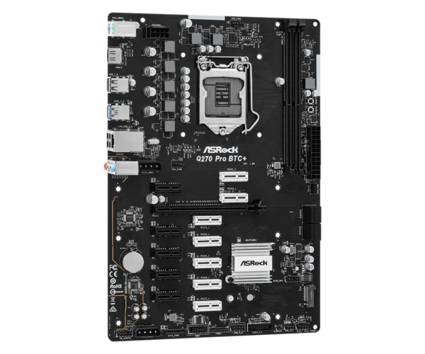 ASRock Q270 Pro BTC+ ATX Motherboard ( Intel Socket 1151, Supports 7th and 6th Generation Intel Core i7 / i5 / i3 / Pentium / Celeron CPU, 2 x DDR4 RAM Slots, Max 32GB RAM Support ) - Image 3