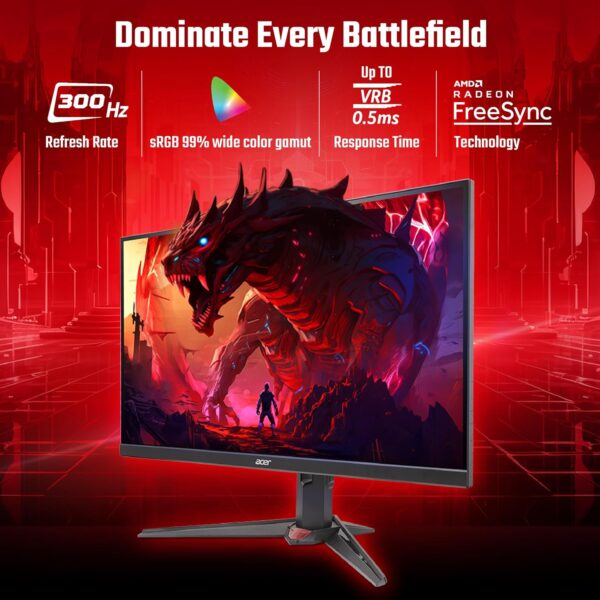 Acer Nitro XV272U F3 27 Inch IPS  WQHD 300 Hz 0.5ms Anti-glare AMD FreeSync Premium Black Widescreen Gaming LCD Monitor ( UM.HX2AA.307 ) - Image 6