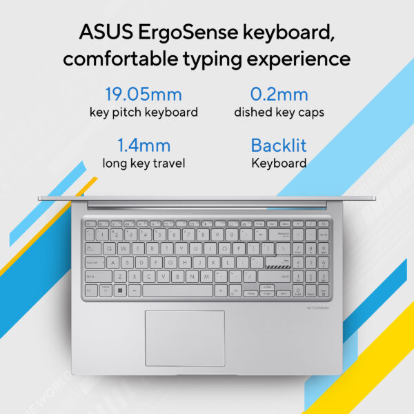ASUS Vivobook 15 X1504ZA-NJ540WS Intel Core i5-1235U 12th Gen 15.6 Inch FHD 60Hz Anti-glare Laptop ( 16GB DDR4 RAM, 512GB SSD, Windows 11, MS Office, Cool Silver ) - Image 7