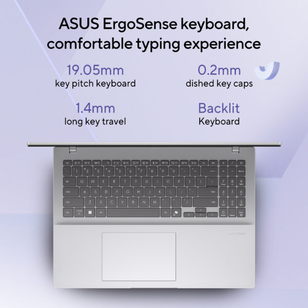 ASUS Vivobook 16 X1607QA-MB050WS Snapdragon X X1 26 100 16-Inch WUXGA 60Hz AI Powered Copilot+ Laptop ( 16GB LPDDR5X RAM, 512GB SSD, Windows 11, MS Office-24, Cool Silver ) - Image 4