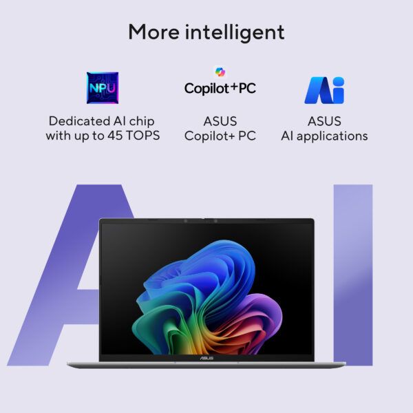 ASUS Vivobook 16 X1607QA-MB050WS Snapdragon X X1 26 100 16-Inch WUXGA 60Hz AI Powered Copilot+ Laptop ( 16GB LPDDR5X RAM, 512GB SSD, Windows 11, MS Office-24, Cool Silver ) - Image 7