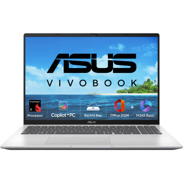 ASUS Vivobook 16 X1607QA-MB050WS Snapdragon X X1 26 100 16-Inch WUXGA 60Hz AI Powered Copilot+ Laptop ( 16GB LPDDR5X RAM, 512GB SSD, Windows 11, MS Office-24, Cool Silver )