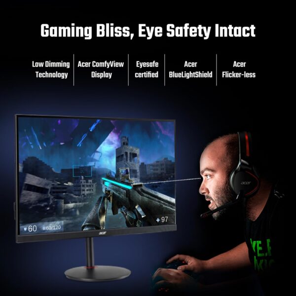 Acer Nitro XV272U V3 27 Inch IPS WQHD 180Hz Refresh Rate 1ms Response Time Anti-glare Eyesafe Certified AMD FreeSync Premium Widescreen Gaming LED Monitor ( UM.HX2AA.301 ) - Image 6