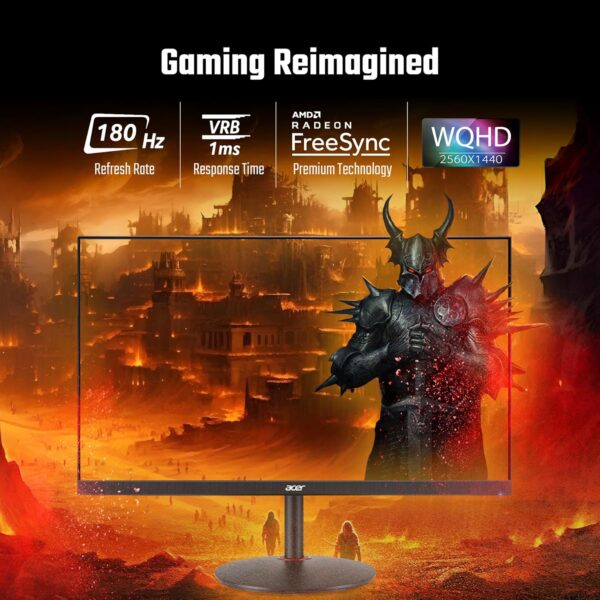 Acer Nitro XV272U V3 27 Inch IPS WQHD 180Hz Refresh Rate 1ms Response Time Anti-glare Eyesafe Certified AMD FreeSync Premium Widescreen Gaming LED Monitor ( UM.HX2AA.301 ) - Image 9