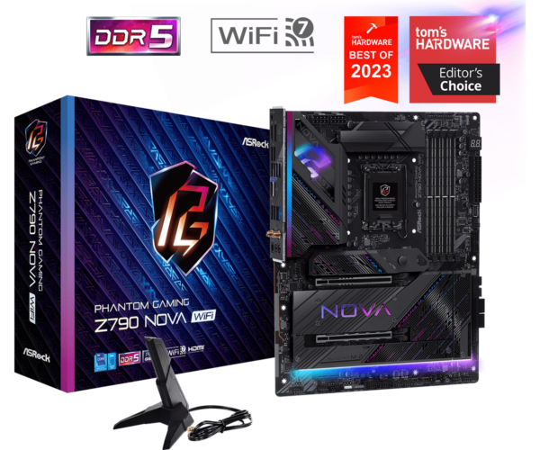 ASRock Phantom Gaming Z790 Nova WiFi ATX Motherboard ( Intel Socket LGA1700, Supports 14th, 13th & 12th Gen Intel Core CPU , 4 x DDR5 RAM Slots, Max 256GB RAM Support )