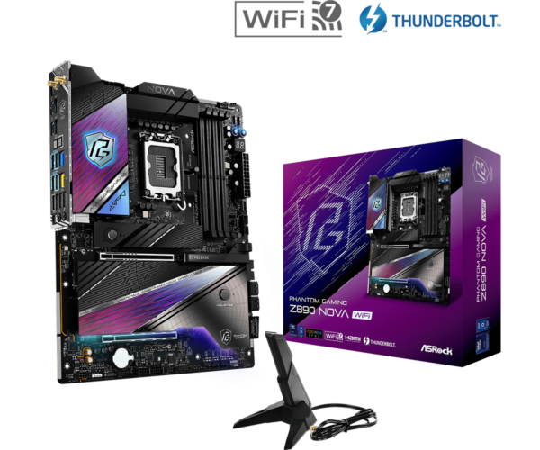 ASRock Phantom Gaming Z890 Nova WiFi ATX Motherboard ( Intel Socket LGA1851, Supports Intel Core Ultra Processors (Series 2) CPU, 4 x DDR5 RAM Slots, Max 256GB RAM Support )