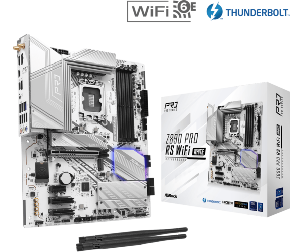 ASRock Z890 Pro RS WiFi White ATX Motherboard ( Intel Socket LGA1851RL-ILM, Supports Intel Core Ultra Processors (Series 2) CPU, 4 x DDR5 RAM Slots, Max 256GB RAM Support )