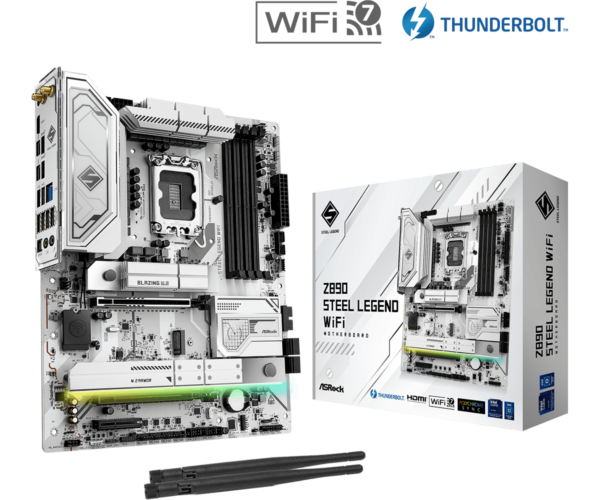 ASRock Z890 Steel Legend WiFi ATX Motherboard ( Intel Socket LGA1851, Supports Intel Core Ultra Processors (Series 2) CPU, 4 x DDR5 RAM Slots, Max 256GB RAM Support )