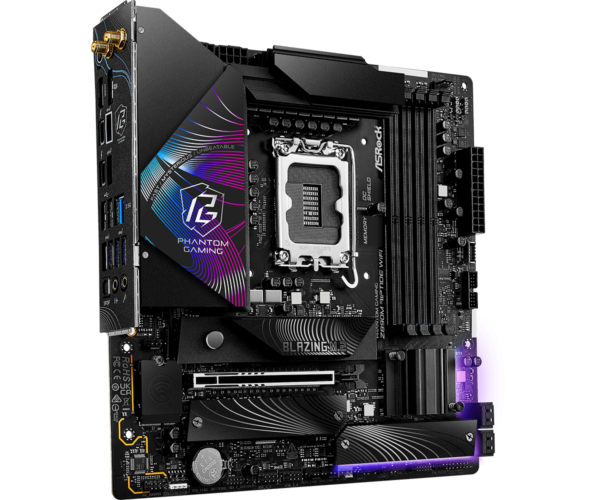 ASRock Phantom Gaming Z890M Riptide WiFi Micro ATX Motherboard ( Intel Socket LGA1851, Supports Intel Core Ultra Processors (Series 2) CPU, 4 x DDR5 RAM Slots, Max 256GB RAM Support ) - Image 3