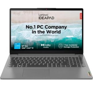 Lenovo IdeaPad Slim 3i 82RK019DIN Intel Core i3-1215U 12th Gen 15.6-Inch FHD TN Anti-Glare Non-Touch 250 nits Arctic Grey Laptop ( 8GB DDR4 RAM, 512 GB SSD, Windows 11, MS Office-24 )