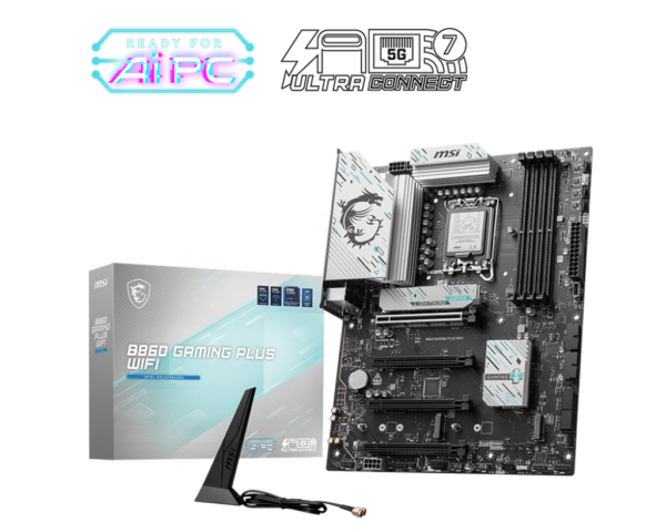 MSI B860 GAMING PLUS WIFI ATX Motherboard ( Intel Socket LGA 1851, Supports Intel Core Ultra Processors (Series 2) Cpu, 4x DDR5 RAM Slots, Max 256GB RAM )