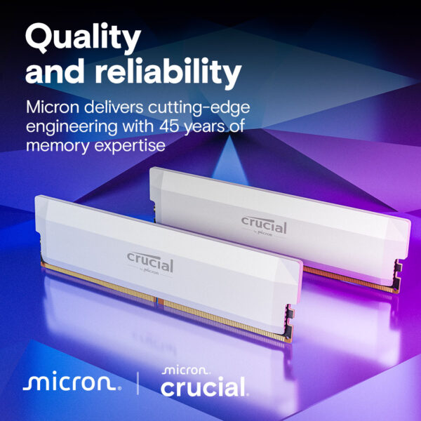 Crucial Pro Overclocking 16GB (16GBx1) DDR5 6000MHz CL36 White UDIMM OC Gaming Desktop Memory ( CP16G60C36U5W ) - Image 5