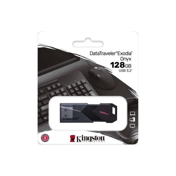 Kingston DataTraveler Exodia Onyx 128GB USB 3.2 Gen 1 Pen Drive With Sleek Moving Cap ( DTXON/128GB ) - Image 3