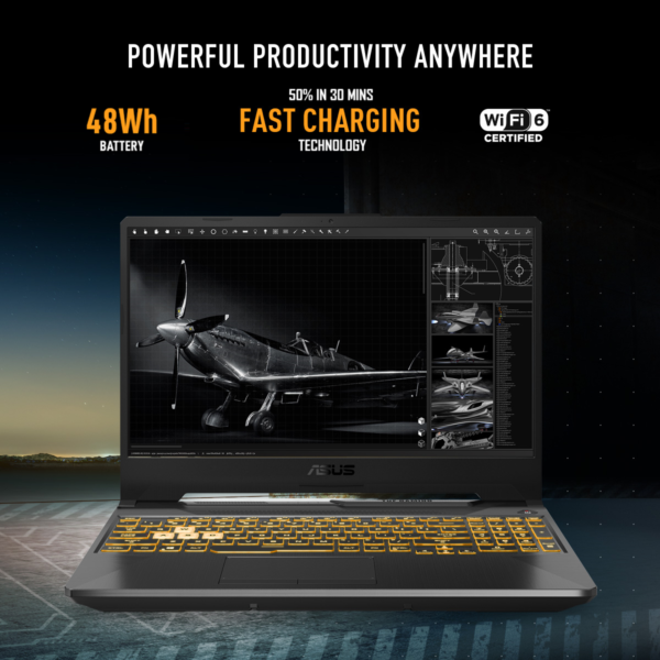 ASUS TUF Gaming A15 FA566NFR-HN045WS AMD Ryzen 7 7435HS 15.6 Inch FHD 144Hz Gaming Laptop ( 16GB DDR5 RAM, 512GB SSD, RTX 2050 4GB GDDR6 Laptop GPU, Windows 11, MS Office-21, Graphite Black ) - Image 6