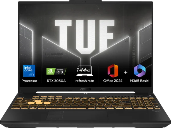 ASUS TUF Gaming F16 FX607VB-RL076WS Intel Core 5 210H 16-Inch FHD+ 144Hz Mecha Gray Gaming Laptop ( 16GB DDR4 RAM, 512GB SSD, RTX 3050A 4GB GDDR6 Laptop GPU, Office Home 2024, Microsoft 365 Basic ) - Image 2