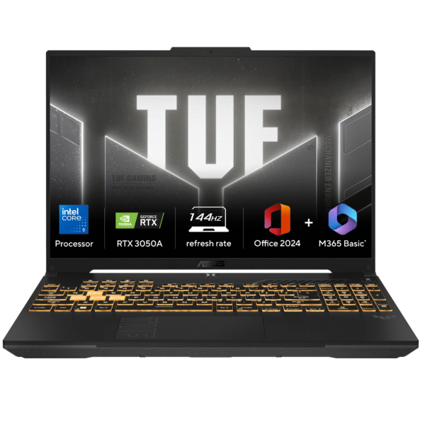 ASUS TUF Gaming F16 FX607VB-RL076WS Intel Core 5 210H 16-Inch FHD+ 144Hz Mecha Gray Gaming Laptop ( 16GB DDR4 RAM, 512GB SSD, RTX 3050A 4GB GDDR6 Laptop GPU, Office Home 2024, Microsoft 365 Basic )