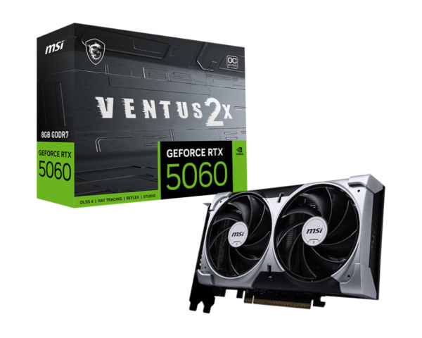 MSI GeForce RTX 5060 8G VENTUS 2X OC 8GB GDDR7 128-bit Gaming Graphics Card With Dual Fans ( G5060-8V2C )