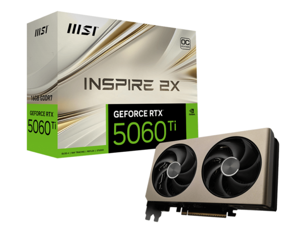 MSI GeForce RTX 5060 Ti 16G INSPIRE 2X OC 16GB GDDR7 128-bit Gaming Graphics Card With Dual Fans ( G506T-16I2C )