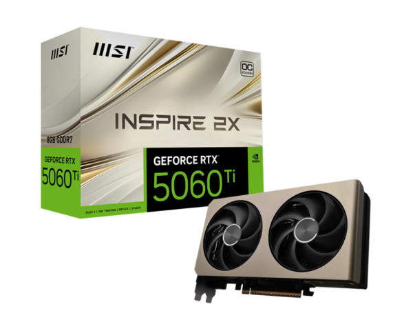 MSI GeForce RTX 5060 Ti 8G INSPIRE 2X OC 8GB GDDR7 128-bit Gaming Graphics Card With Dual Fans ( G506T-8I2C )