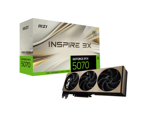 MSI GeForce RTX 5070 12G INSPIRE 3X OC 12GB GDDR7 192-bit Gaming Graphics Card With Triple Fans ( G5070-12I3C )