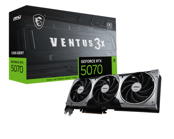 MSI GeForce RTX 5070 12G VENTUS 3X OC 12GB GDDR7 192-bit Gaming Graphics Card With Triple Fans ( G5070-12V3C )