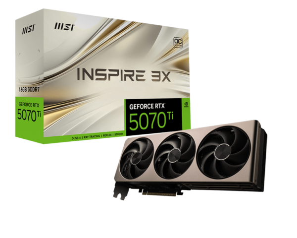 MSI GeForce RTX 5070 Ti 16G INSPIRE 3X OC 16GB GDDR7 256-bit Gaming Graphics Card With Triple Fans ( G507T-16I3C )