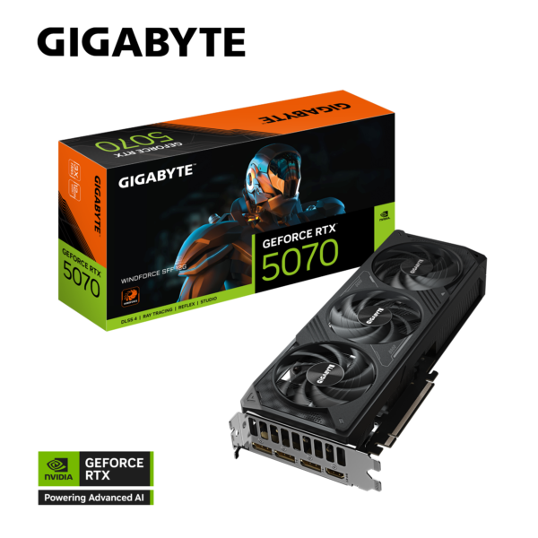 Gigabyte GeForce RTX 5070 WINDFORCE SFF 12G 12GB GDDR7 192 bit Gaming Graphics Card With Triple Fans ( GV-N5070WF3-12GD ) - Image 2