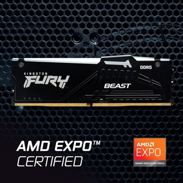 Kingston Fury Beast 32GB (1x32GB) DDR5 5600MT/s CL36 Non-ECC Unbuffered DIMM (Single Module) 2RX8 36-38-38 1.25V 288-pin 16Gbit Black RGB EXPO Desktop RAM ( KF556C36BBEA-32 ) - Image 5