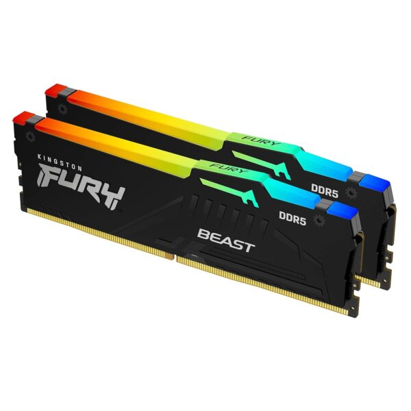 Kingston Fury Beast 32GB (1x32GB) DDR5 5600MT/s CL36 Non-ECC Unbuffered DIMM (Single Module) 2RX8 36-38-38 1.25V 288-pin 16Gbit Black RGB EXPO Desktop RAM ( KF556C36BBEA-32 )