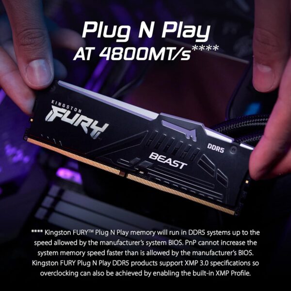 Kingston Fury Beast 32GB (1x32GB) DDR5 5600MT/s CL36 Non-ECC Unbuffered DIMM (Single Module) 2RX8 36-38-38 1.25V 288-pin 16Gbit Black RGB EXPO Desktop RAM ( KF556C36BBEA-32 ) - Image 8