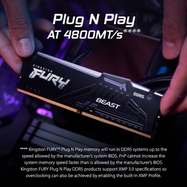 Kingston FURY Beast 16GB (1x16GB) DDR5 6000MT/s CL36 Black RGB EXPO Non-ECC Unbuffered DIMM (Single Module) 1RX8 36-38-38 1.35V 288-pin 16Gbit Desktop RAM ( KF560C36BBE2A-16 ) - Image 7