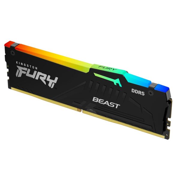 Kingston FURY Beast 16GB (1x16GB) DDR5 6000MT/s CL36 Black RGB EXPO Non-ECC Unbuffered DIMM (Single Module) 1RX8 36-38-38 1.35V 288-pin 16Gbit Desktop RAM ( KF560C36BBE2A-16 )